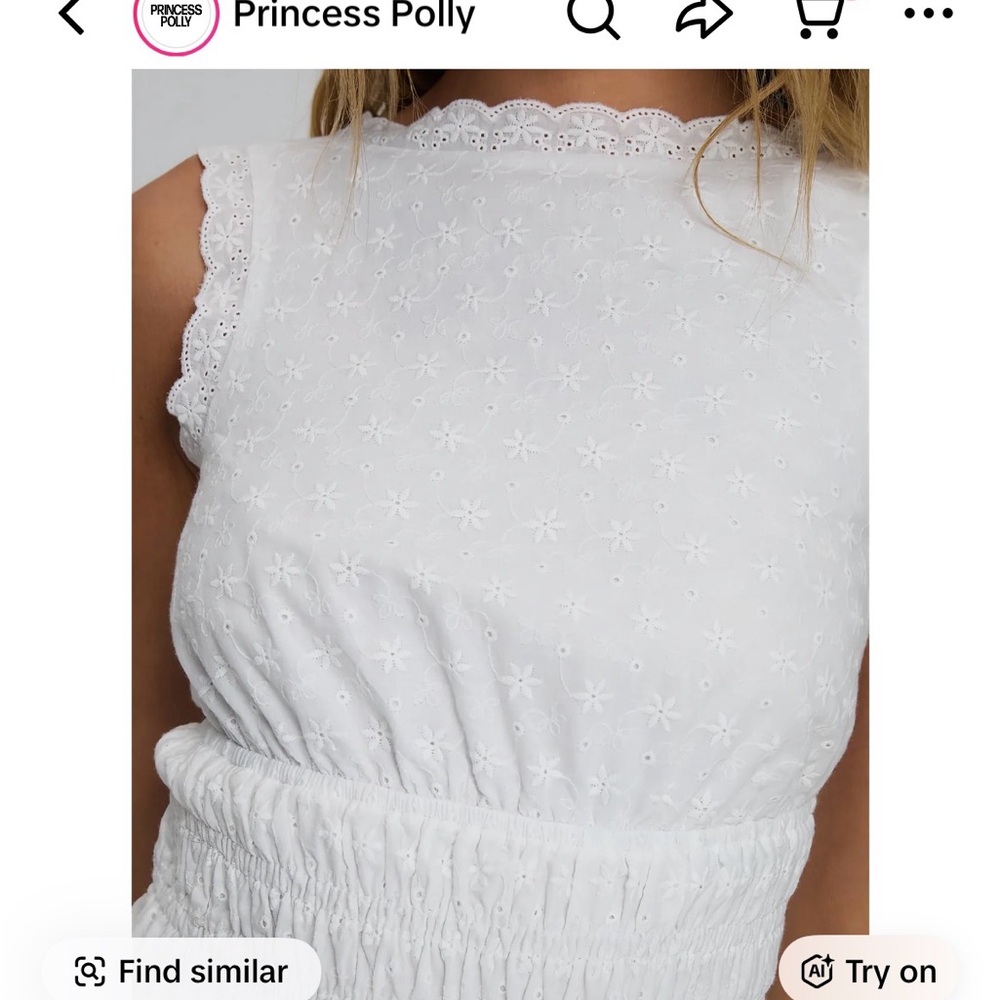 Princess Polly White Eyelet Smocked Waist Kids Dress